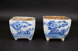 Two Antique Chinese Porcelain Blue & White Planters,  19th C.