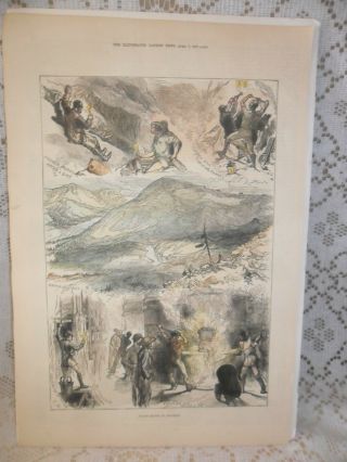 The Illustrated London News - 1877 - Full Color Page - Silver Mining In Colorado