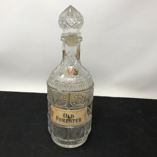 Old Forester Vintage Kentucky Bourbon Empty Whiskey Bottle Decanter Glass Emboss