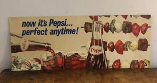 Vtg Mid Century Cardboard Soda Sign Now It’s Pepsi.  Perfect Anytime 60 - 70’s