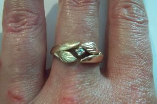 10k Black Hills Gold Diamond Band Ring Size 8 Vintage Wedding?