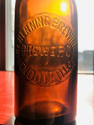 Amber Pint The Henning Brewing Co.  Mendota Il Ill Illinois Amber Blob Top Bottle