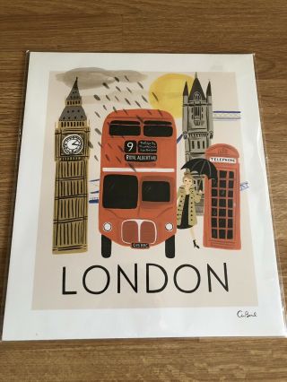 Rifle Paper Co London Art Print 11x13 Inches Home Decor Big Ben Decker Bus