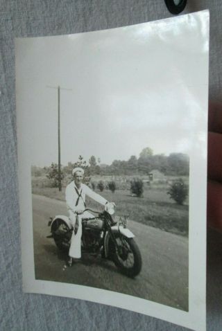 " Wwii U.  S.  Navy Sailor 1942 On Harley Davidson Motorcycle Signed Bill Mac Nair "
