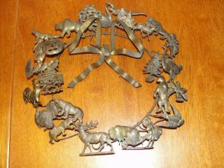 Vintage Dresden Petites Choses Brass Holiday Christmas Animal Wreath 25 W/ Tag