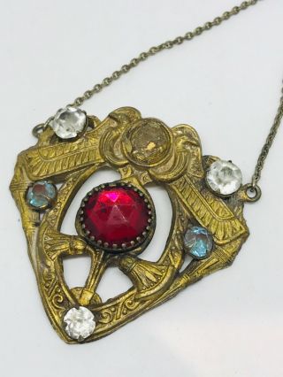 Antique Saphiret Gilt Metal And Paste Necklace Necklace
