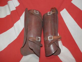 Ww2 Japanese Army Leather Puttees For Officers.  Very Good