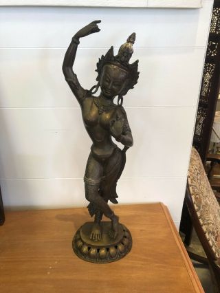 Large Vintage Bronze/brass Dancing Hindu Indian Goddess Statue 21 " Tall