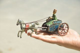 Vintage C.  K Trademark Litho Horse Cart Wind Up Tin Toy,  Japan