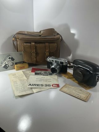 Aires 35 Iii C Vintage Rangefinder Camera With Bag,  Manuel,  Etc.  Fast Shipp