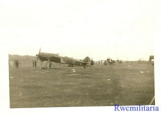 Org.  Photo: Captured Luftwaffe Fw.  190 Fighter by He - 162 Jet Fighter on Airfield 2