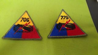 Vintage Ww2 Us Army Armored Tank Battalion Patches 706 - 779