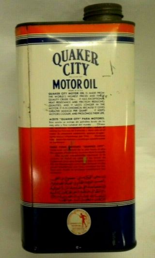 Vintage Quaker City Bonded Motor Oil two gallon can 3