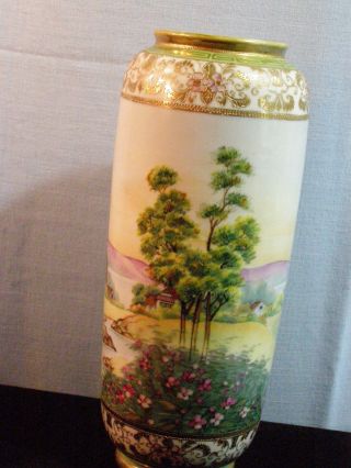 Rare Antique Ie&c Co.  Hand Painted,  Gold Moriage Porcelain Vase 1885 - 1925 Japan