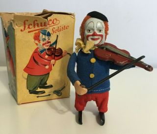 Schuco Solisto Windup Tin Clown Playing Violin Box No Key