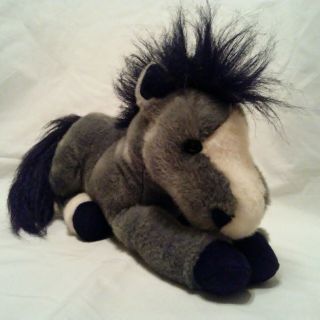 Wells Fargo Bank 2006 Legendary Horse Plush Pony Gray Grey Black Stuffed Animal