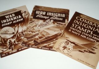 1942 La Examiner Ww2 Combat War Insignia Stamp Albums 1 - 3