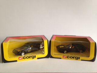 1981 Corgi 310 Porsche 924 & 378 Ferrari 308gts Die - Cast Metal Black