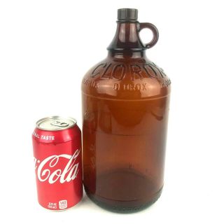 Clorox Bottle Brown Glass Half Gallon Amber Embossed Jug With Cap Advertising