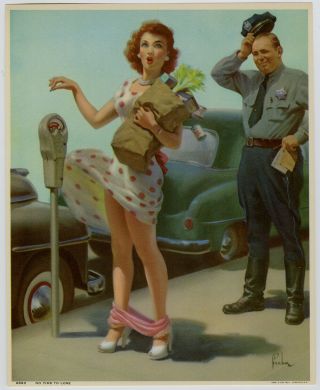 Art Frahm Vintage 1951 No Time To Lose Cheesecake Pin - Up Print Embarrassment