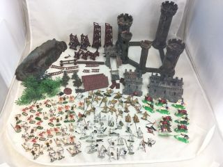Vintage Marx Miniature Knights & Vikings Playset Medieval Castle Soldiers