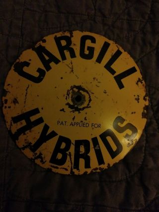 Vintage Cargill Hybrids Seed Feed Corn Advertising Row Marker Plate Topper Sign