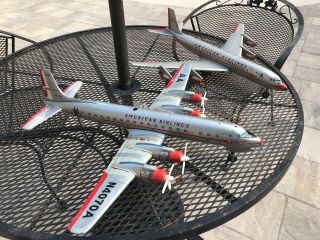 Vintage Tin Toy Airplanes 1 Yonezawa American Airlines Dc - 7 And One Aa B - 707