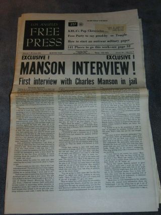Jan.  30,  1970 Los Angeles Press Newspaper: Charles Manson; Doors Concert