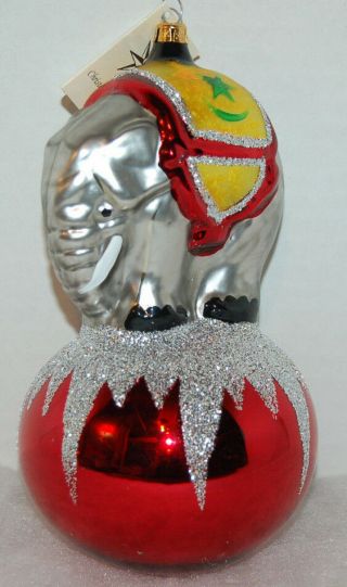 Ret Vintage Radko Jumbo Christmas Ornament 90 - 086 - 2 Elephant On Ball