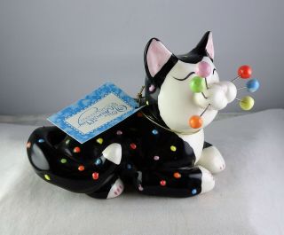 Amy Lacombe Whimsiclay Colorful Confetti Black Cat Figurine