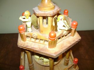 Vintage German Christmas Pyramid Candle Carousel Windmill Nativity Wood 3
