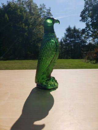 Vintage Emerald Green Glass Eagle Figurine Bottle Design Nr