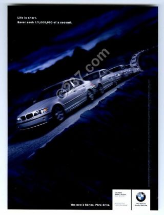 2002 Bmw 3 - Series Silver Car Photo Vintage Print Ad