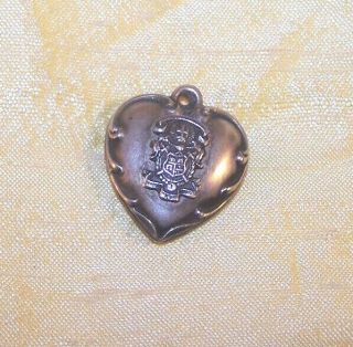 Vintage Lambda Chi Alpha Fraternity Sterling Silver Puffy Heart Crest Pendant