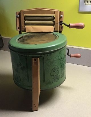Antique Washing Machine With Wringer Childs Tin Toy Buffalo Toy And Tool.