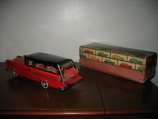 Boxed Vintage Tin Toy Bandai Ford Custom Ranch Station Wagon Car Japan Tinplate