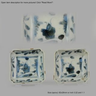 Set Antique Chinese 17th C Porcelain Ming/transitional Plate Blue Carp T.
