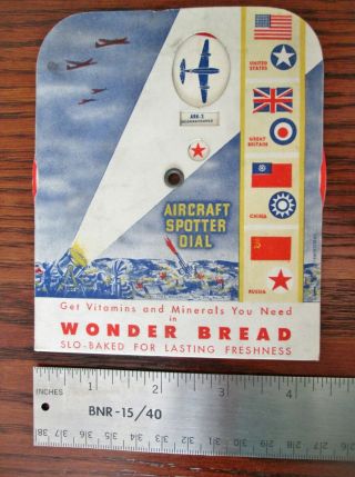 Wwii Wonder Bread Aircraft Spotter Dial Germany Italy Japan Destroy The Axis