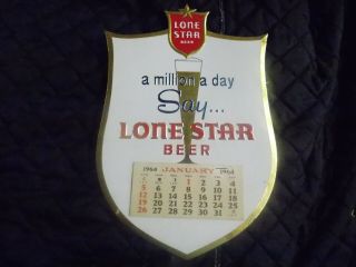 Vintage Lone Star Beer Calendar Sign San Antonio Texas Beer Advertising 1964
