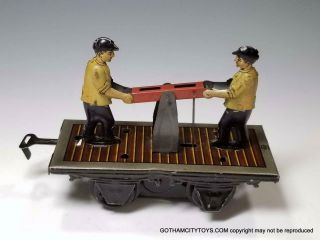 Early Prewar Bing Railroad Hand Car Tin Litho Wind Up Germany
