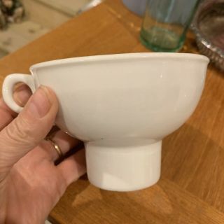 Vintage White Ceramic Ironstone Round Funnel With Handle Kitchenware