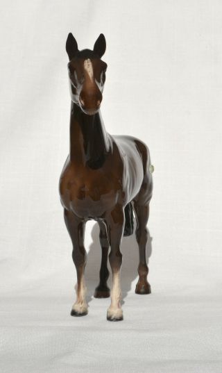 Vintage Beswick The Winner 2421 Glossy Bay Horse Ceramic Figurine 3