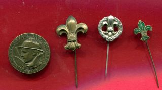 Badge From The First National Jamboree In Hungary 1926 Plus Three Pins