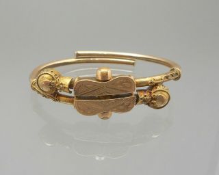 Antique Victorian Aesthetic Bypass Bracelet Etruscan Revival Gold Filled