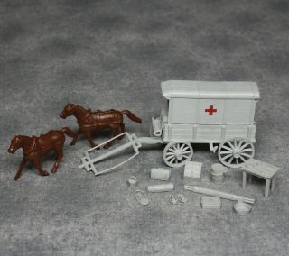Vintage Marx Giant Civil War Playset Ambulance Wagon,  Horses,  All Accessories