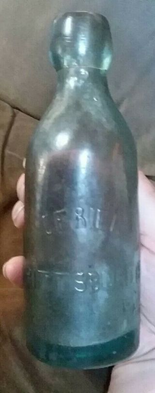 C.  Friel Pittsburgh Pa Aqua Blob Top Bottle
