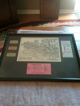 Vintage Indian Lake Playland Russells Point Ohio Tickets,  Sketch Framed 17x13