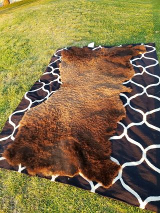 Vintage Buffalo Bison Leather Hide Robe Rug Native Man Cave 85 " X 34 "