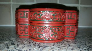 Chinese Carved Cinnabar Lacquered Lidded Box