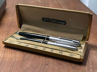 1948 Parker 51 Fountain Pen And Pencil Black Set